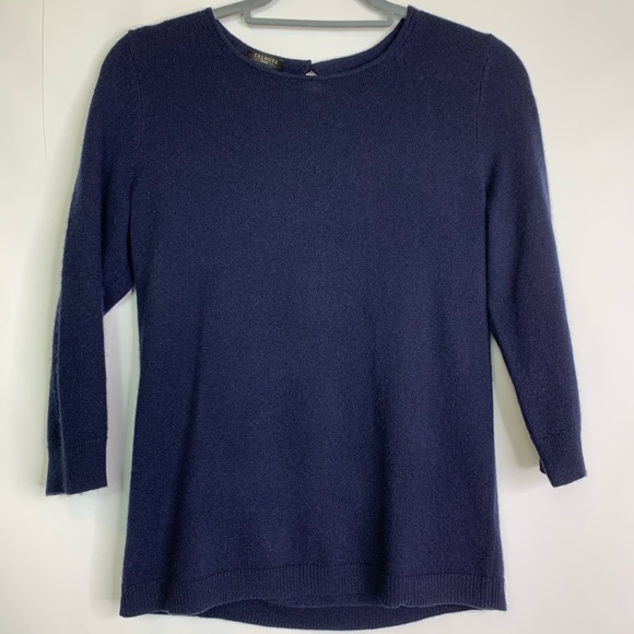 Talbots Sweaters - TALBOTS Blue Pure Cashmere 3/4 Sleeve Sweater